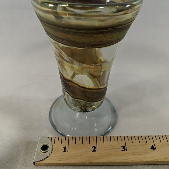 David Paterson 1995 2 Set Art Glass Pedestal Wine Goblets Blown Vintage Canadian - Picture 9 of 13